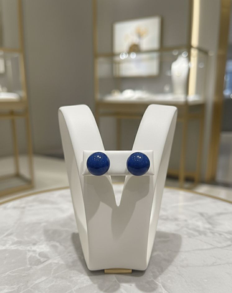 ARETES ENCHAPE PERLA AZUL-BLANCO