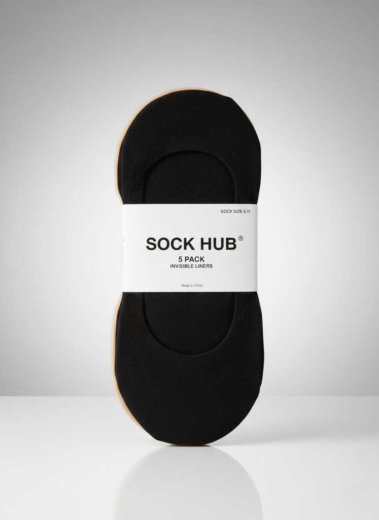 SOCK HUB PLANTILLERAS 5PZS NEGRO-BEIGE