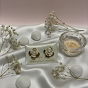 ARETES DE ENCHAPE FLOR DORADO-PLATA