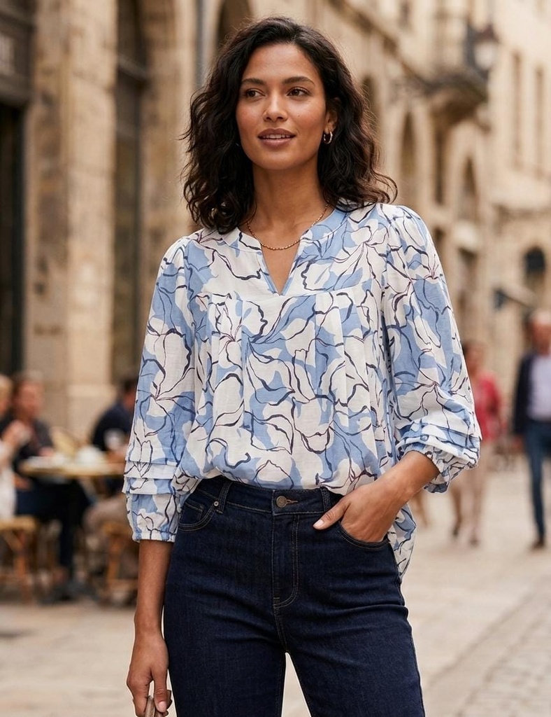 ZAC&RACHEL BLUSA BLC FLRS AZUL ST814N72Y