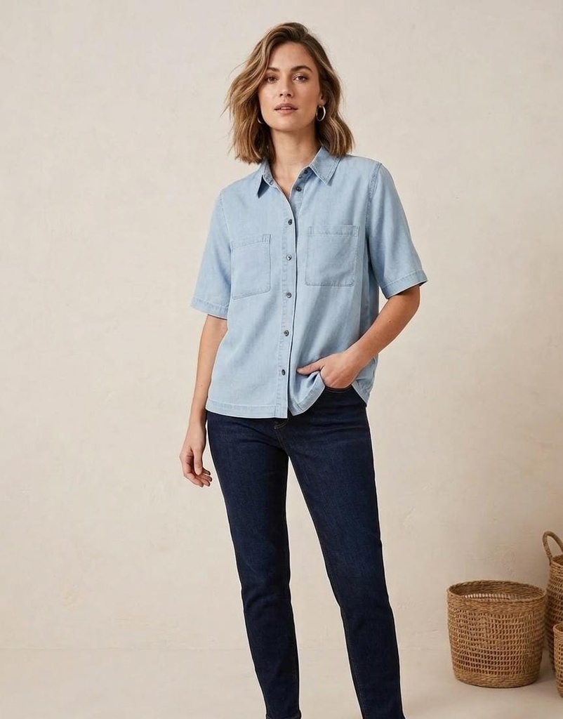 HOPE&HARLO BLUSA AZUL JEANS HT8132CH1