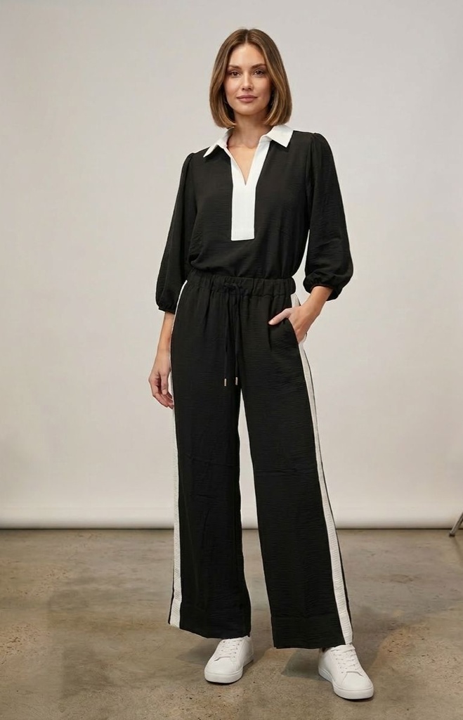 HOPE&HARLOW SET BLUSA-PANT. NGR-BLC HT811ZNC1