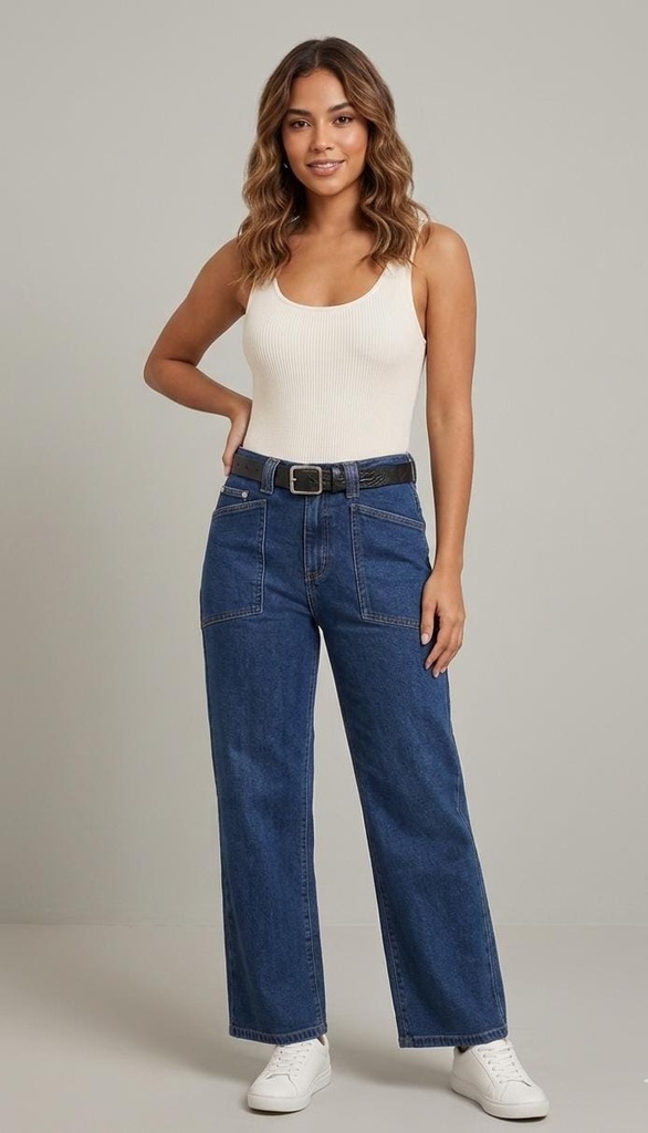 I&M MON JEANS+FAJA AZUL OSCURO M2294HT