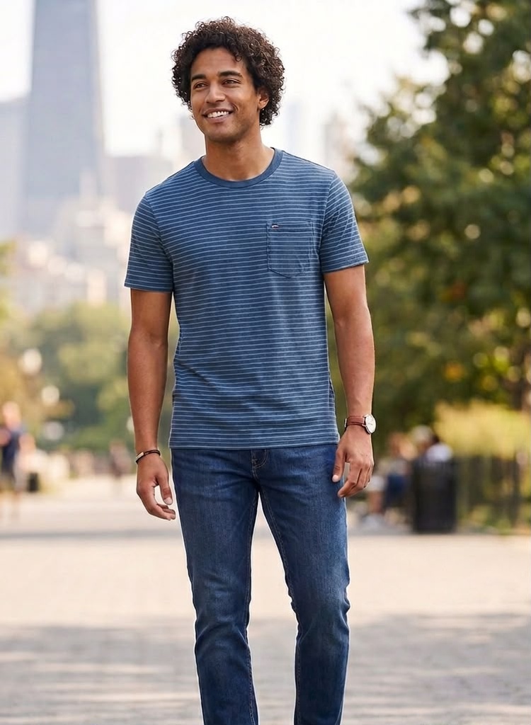 TOMMY CAMISETA AZUL RAYAS CELESTE XM07553