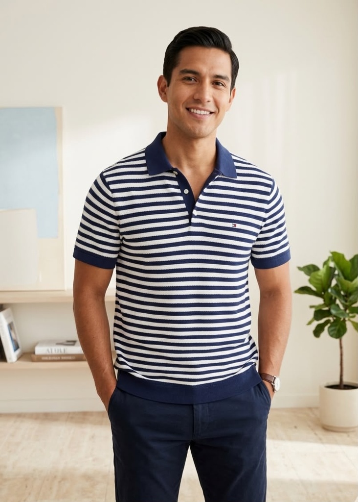 TOMMY CAMISETA AZUL M RAYAS BLC XM07296