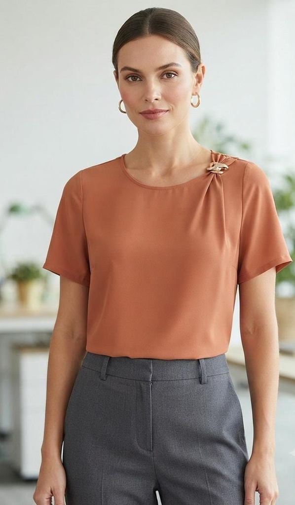 MICHEL BLUSA CAFE C/BROCHE 43726C