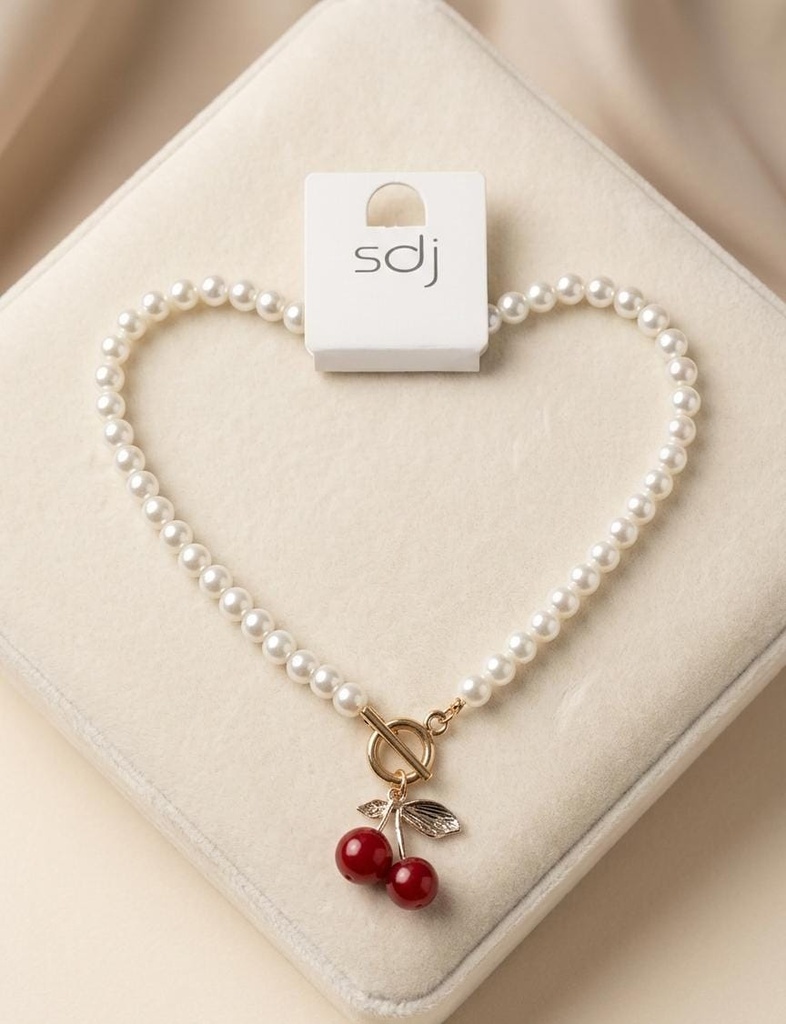 SDJ COLLAR PERLAS-CEREZA