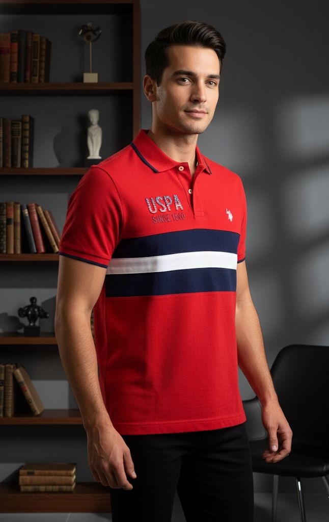 POLO CAMISETA BLANCO-AZUL M-ROJO