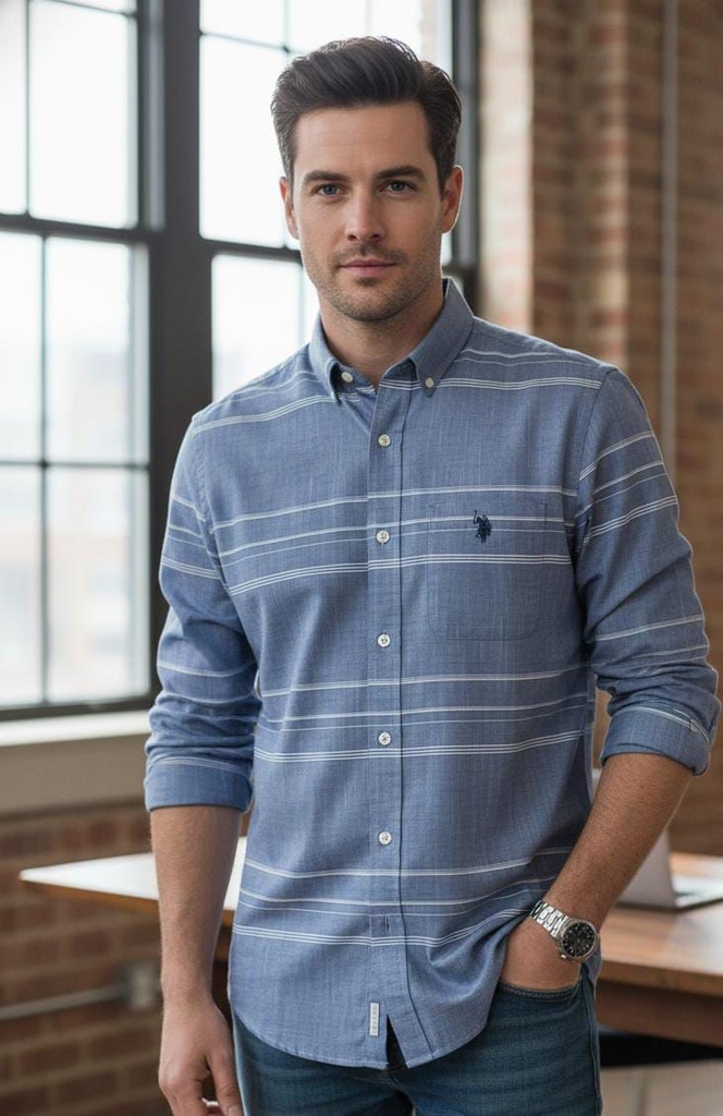 POLO CAMISA AZUL RAYS BLC HOMBRE