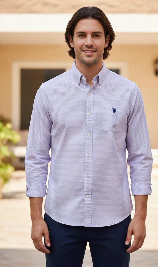 POLO CAMISA MORADA RAYAS BLC