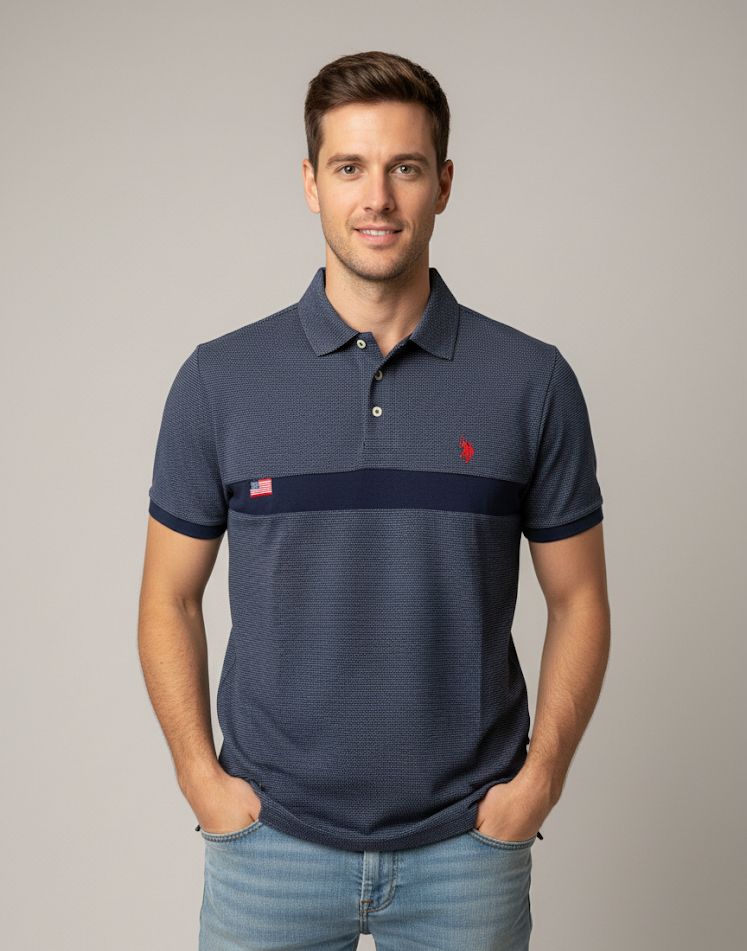 POLO CAMISETA AZUL M. PNTS BLC HOMBRE
