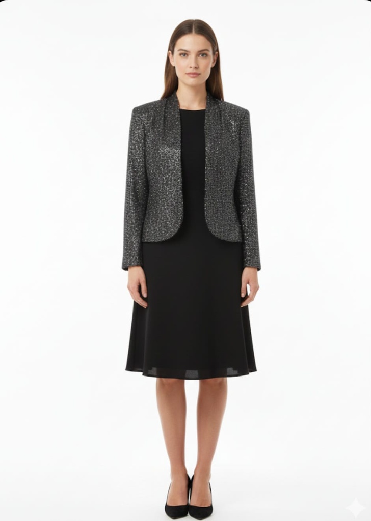 SD CHAQUETA-VESTIDO NEGRO BRILLANTE 13914