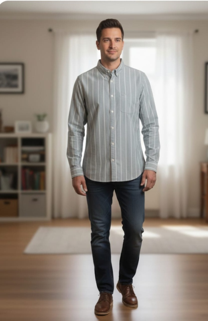 HOLLISTER CAMISA VERDE MENTE RAYAS