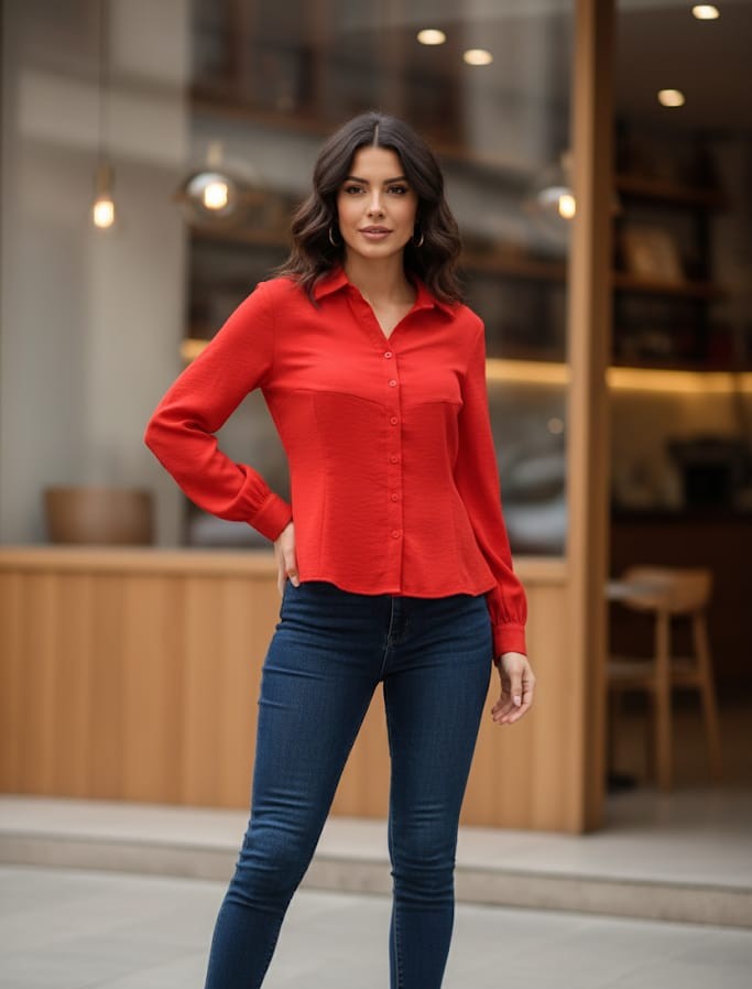 MICHEL CAMISA ROJO MUJER