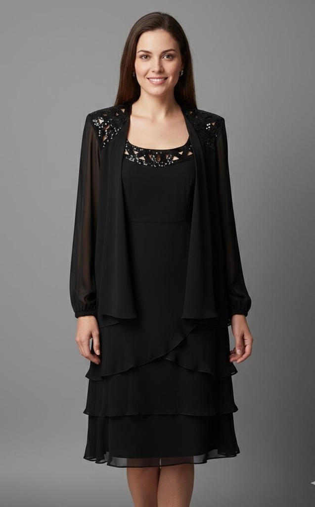 SLNY VESTIDO MUJER NEGRO 2pz