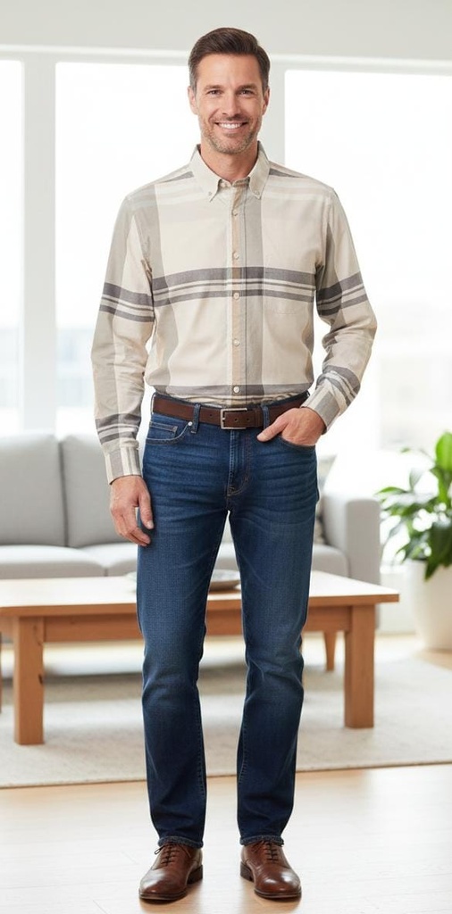 BANANA CAMISA CUADR.KAKHI-VERDE O. 465110