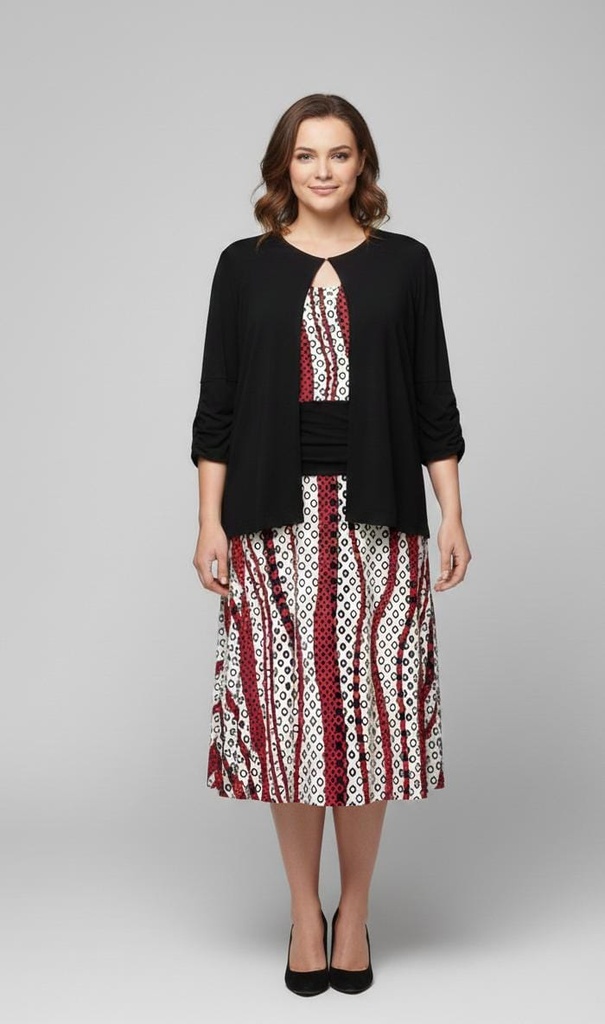 PERCEPTIONS VESTIDO MUJER NEGRO-ROJO