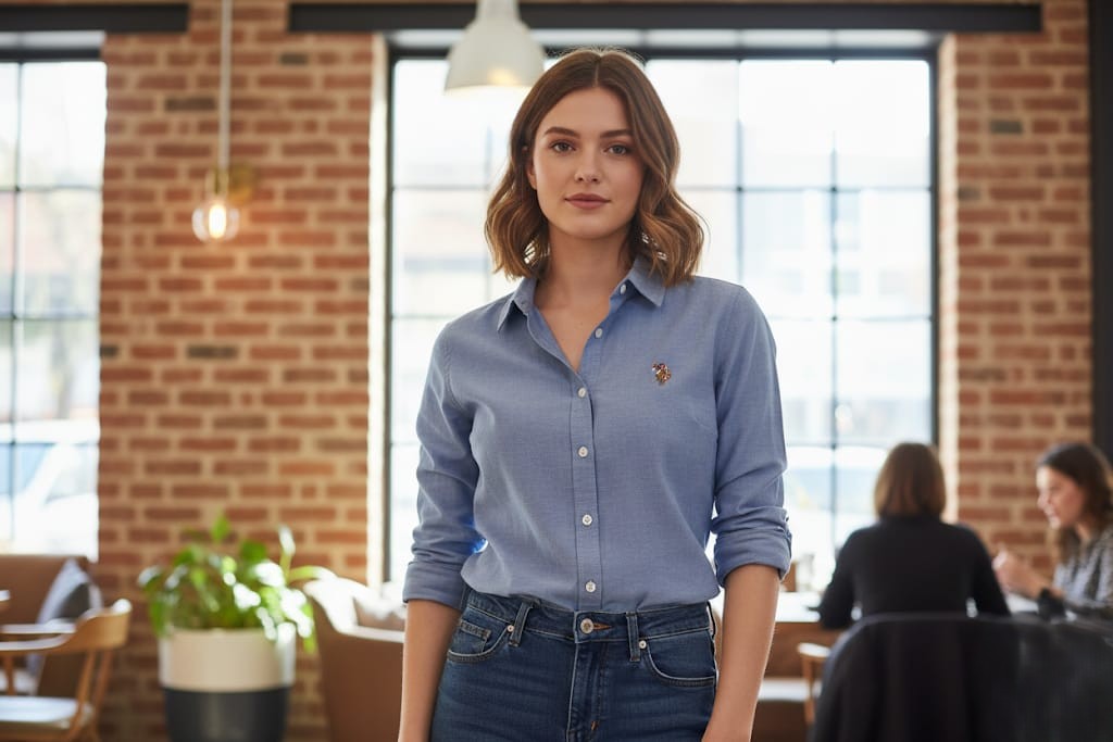 POLO CAMISA AZUL MUJER