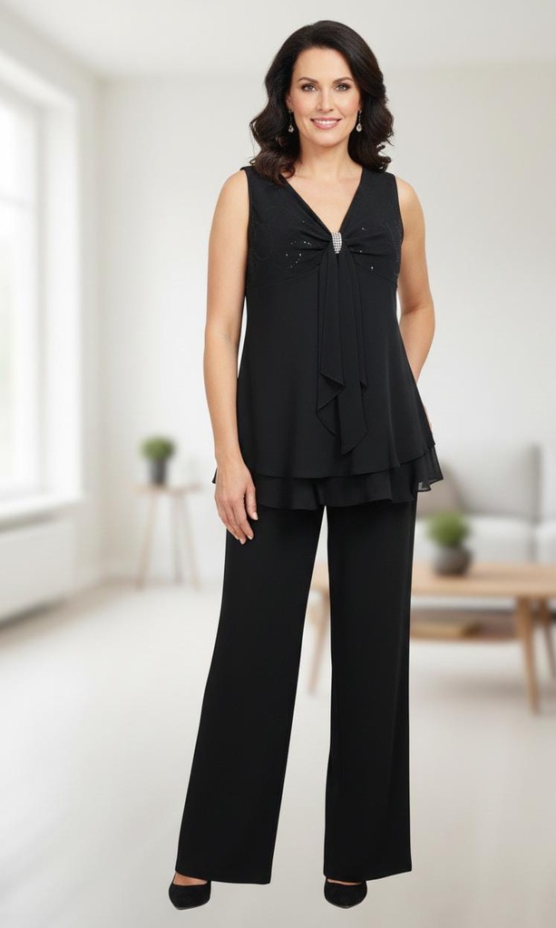 R&M RICHARDS BLUSA-PANTALON NEGRO