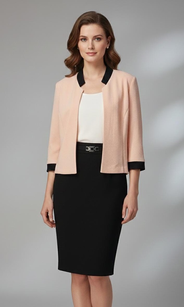 ESTUDIO ONE CHAQUET-VESTIDO ROSA-BLC-NGR