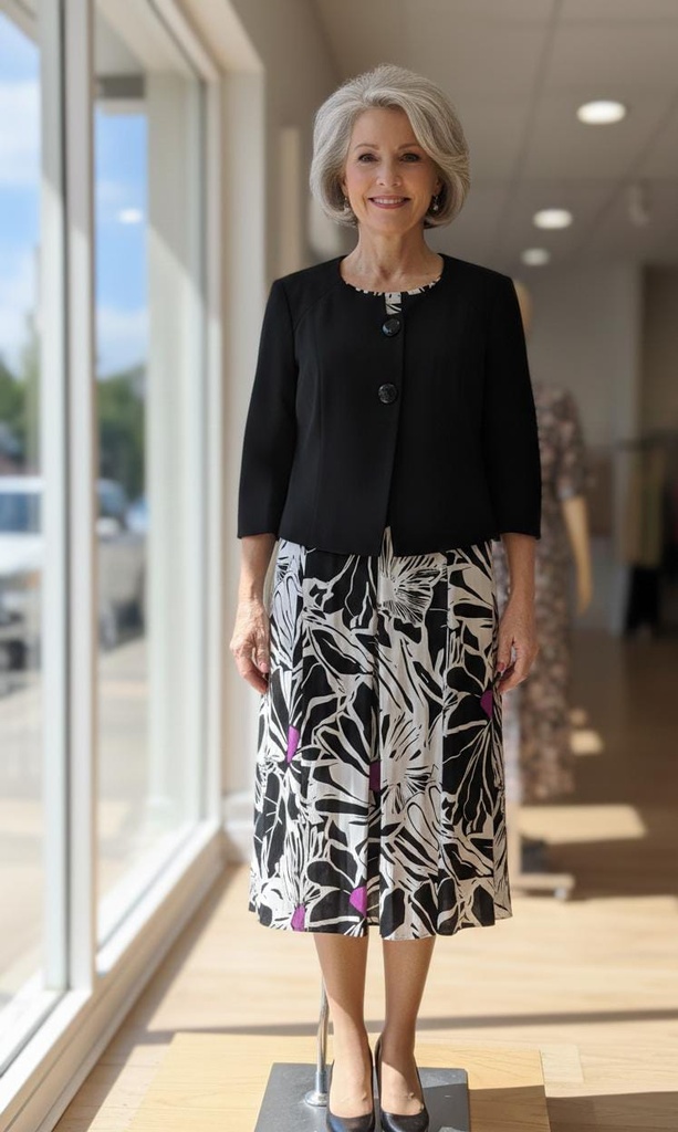 STIDIO I VESTIDO-SACO NGR-BLC-ROSA 2pzs