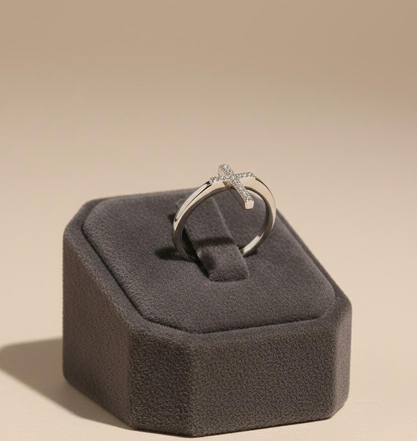 ANILLOS PLATA CRUZ BRILLANTE