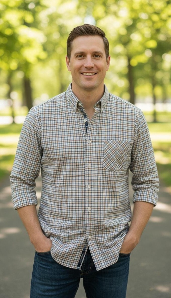 BEN SHEMAN CAMISA CAFE CUADRIC. M.L