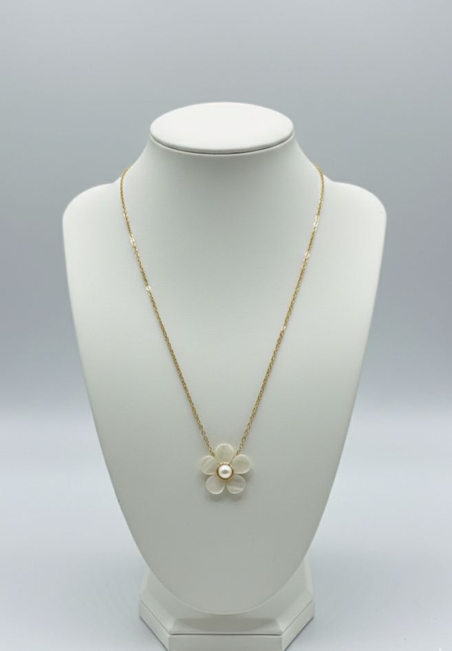 CADENA ENCHAPE DORDO FLOR PERLA