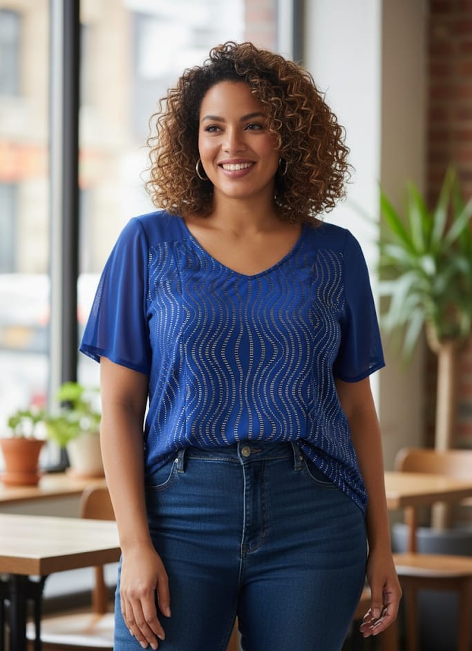 CHECK IT OUT BLUSA MUJER AZUL ELECTRICO