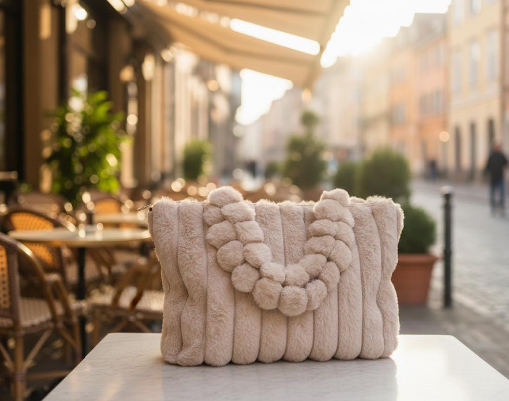 CARTERA BEIGE MUJER PELUSA