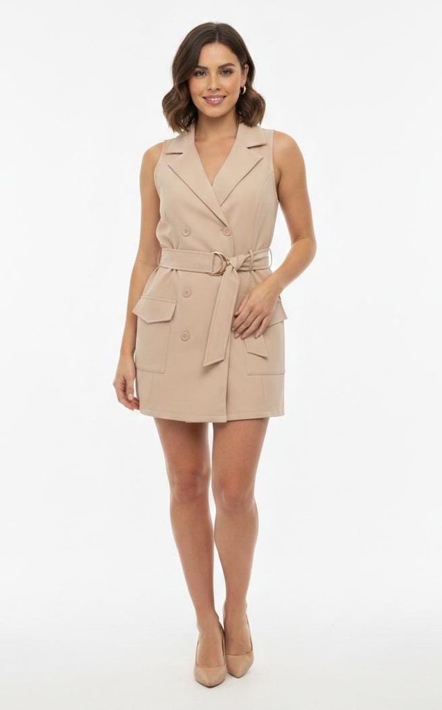 HAUTE MONDE VESTIDO-SHORT KHAKI HMP40604