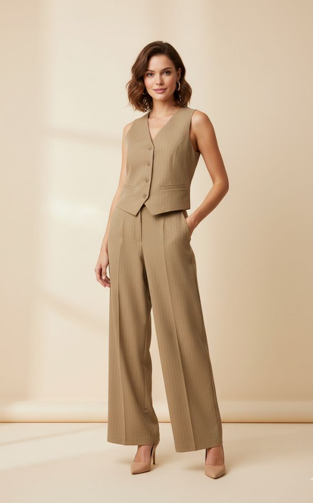 ACTIVE CHALECO-PANTALON KAKHI-BLC J14185K