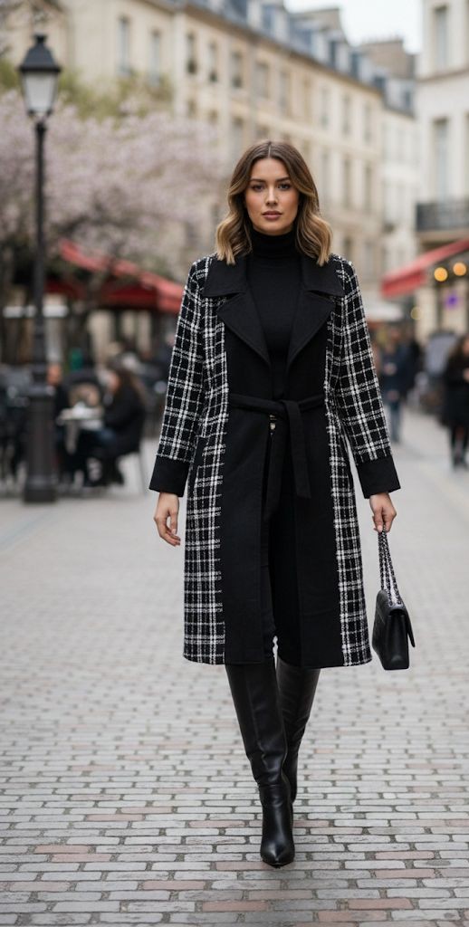 ALICEBLUE ABRIGO MUJER NEGRO-BLANCO J37822