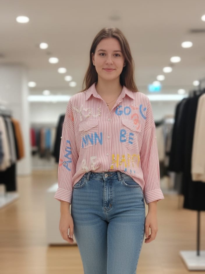 PASTEL BLUSA MUJER ROSA RAYAS BLC