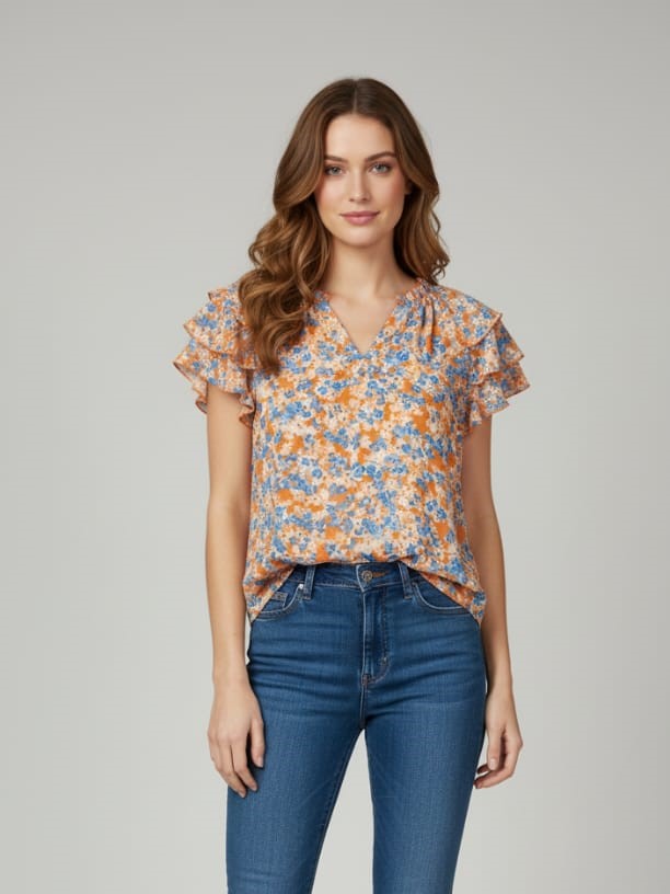 NANETTE BLUSA MUJER NARANJA FLRS