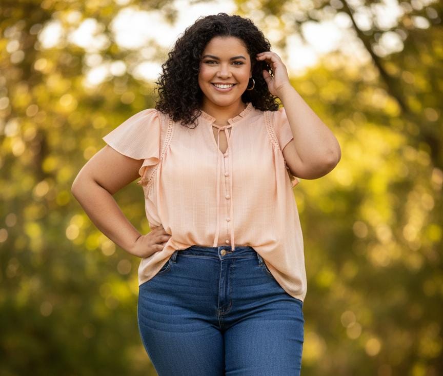 PERCH BLUSA MUJER NARANJA PLUS