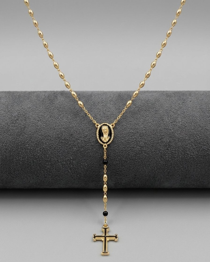 ROSARIO DORADO-NEGRO ENCHAPE