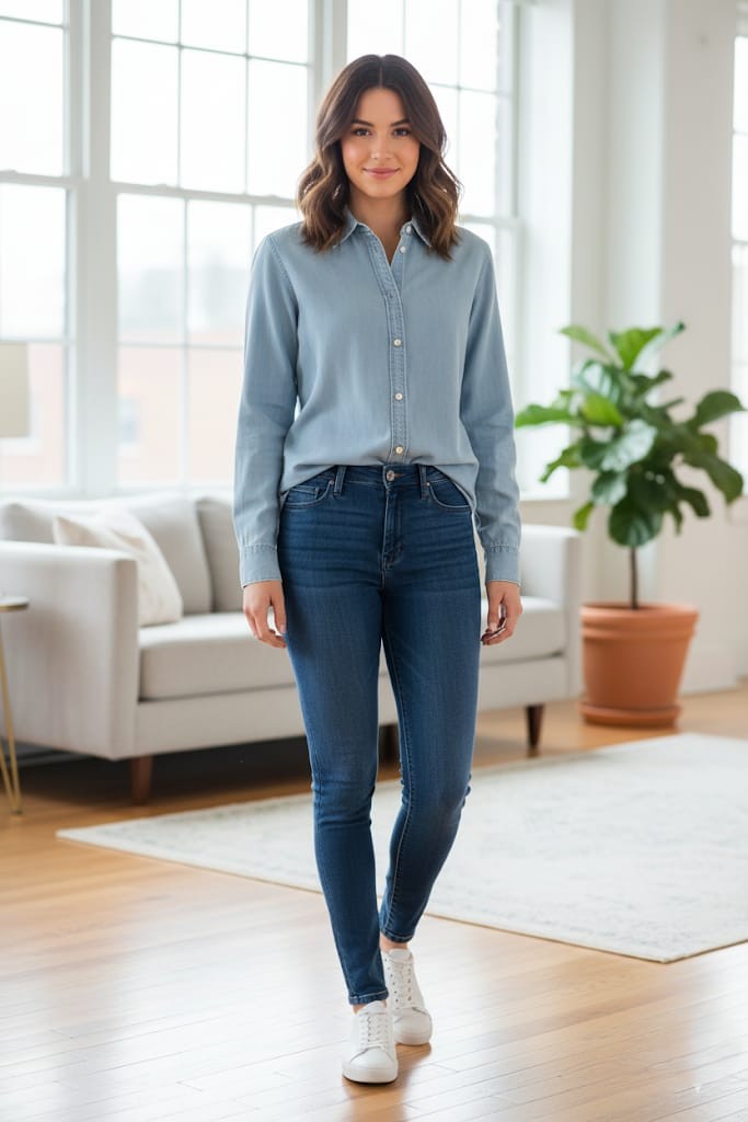 CALVIN KLEIN CAMISA AZUL JEANS MUJER