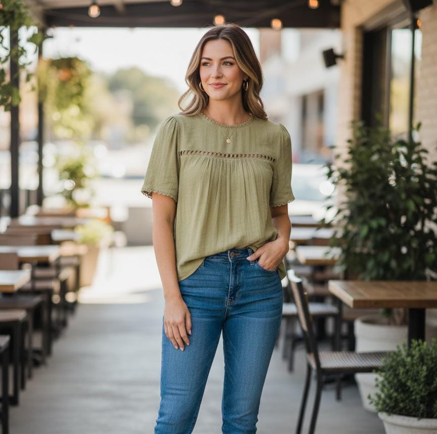 ACTIVE BLUSA VERDE OLIVO MUJER