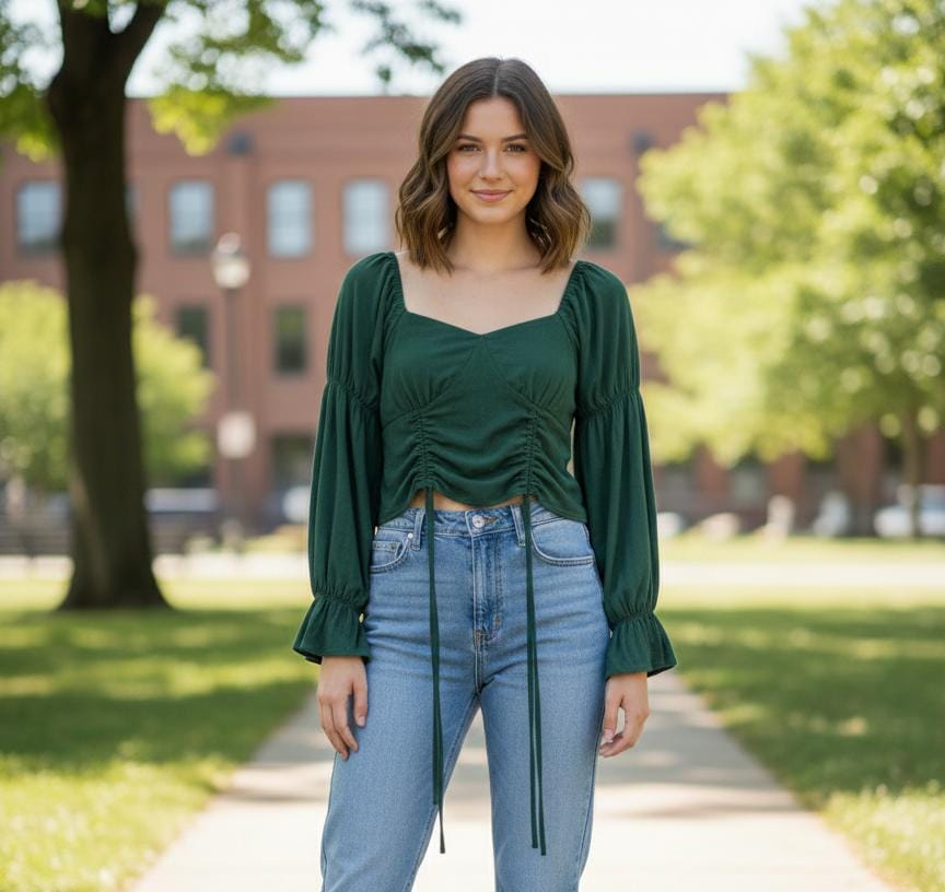 AVAILABLE BLUSA MUJER VERDE OSCURO
