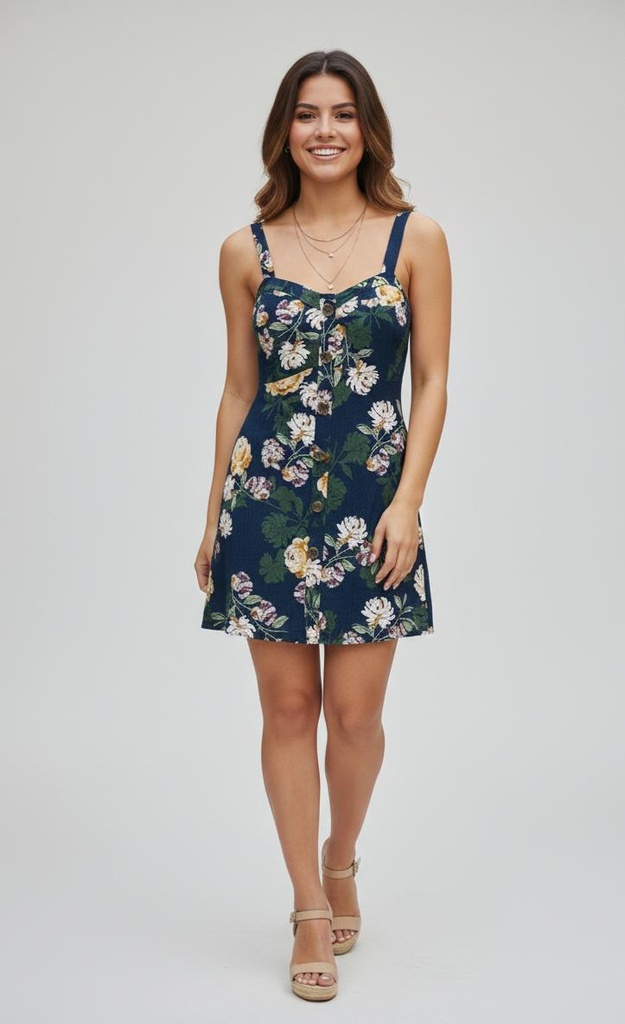 VESTIDO AZUL M. FLRS C. 4397DJ