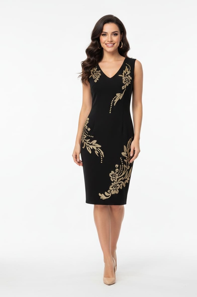 VESTIDO NEGRO FLRS DRD C. 15506ADK