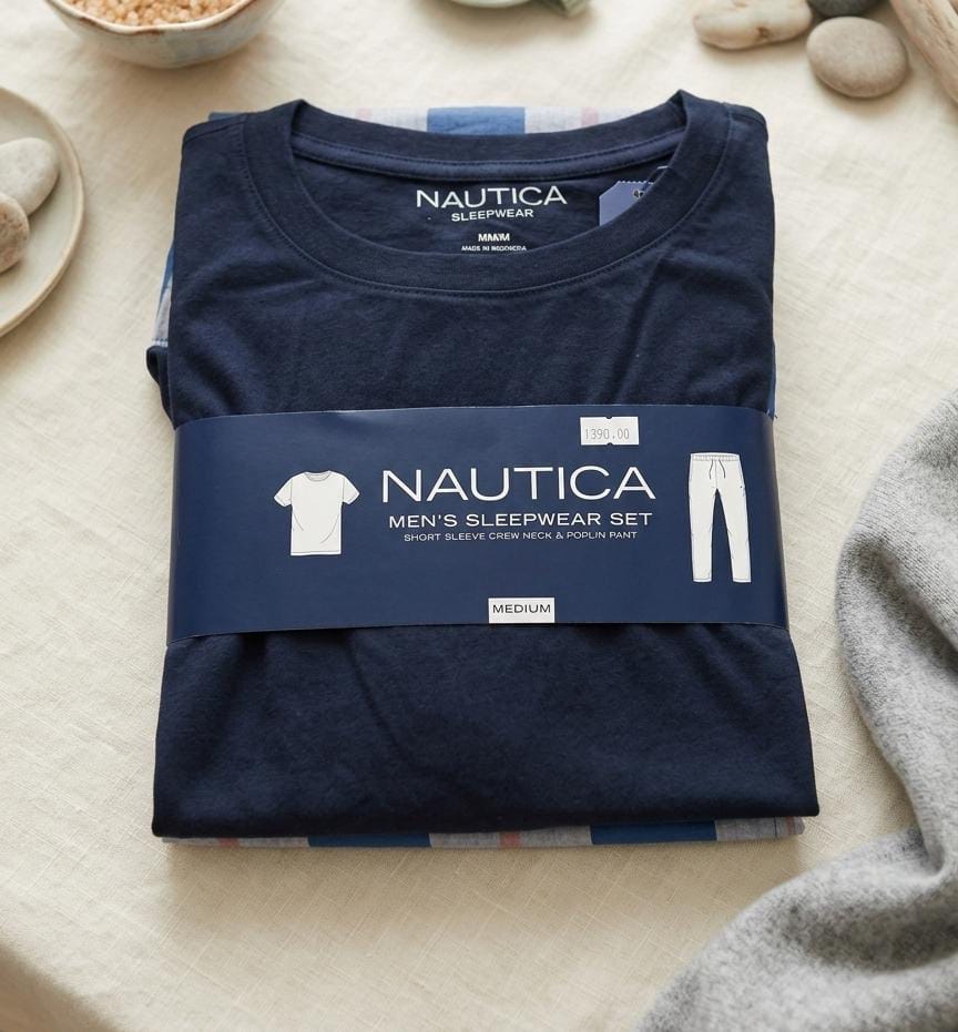 NAUTICA PIJAMA AZUL M.CUADRC. HOMBRE