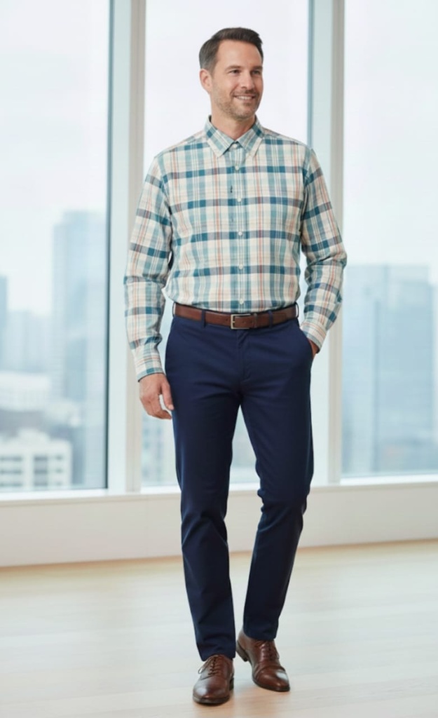 NAUTICA CAMISA VERDE CUADRIC.CLRS