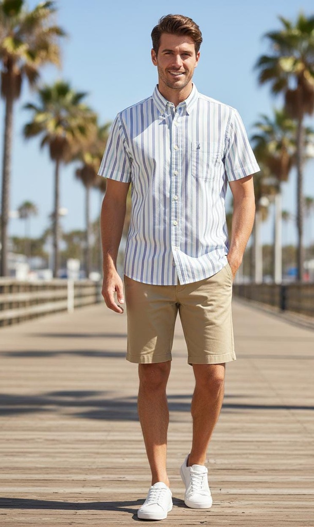 NAUTICA CAMISA BLANCO RAYAS AZUL-