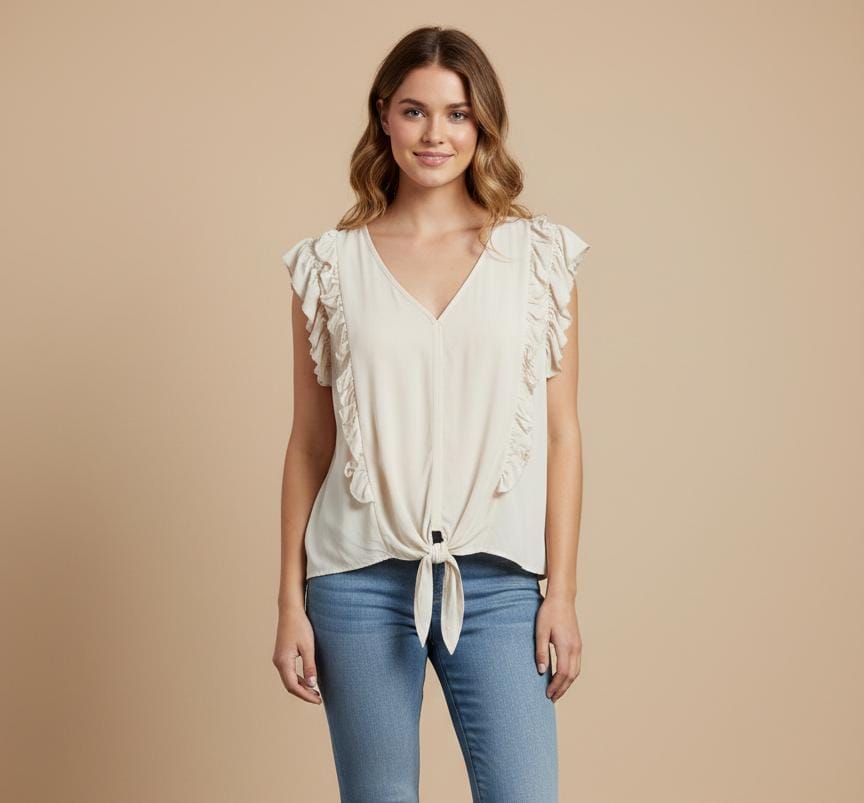 WESTM BLUSA CREMA MUJER