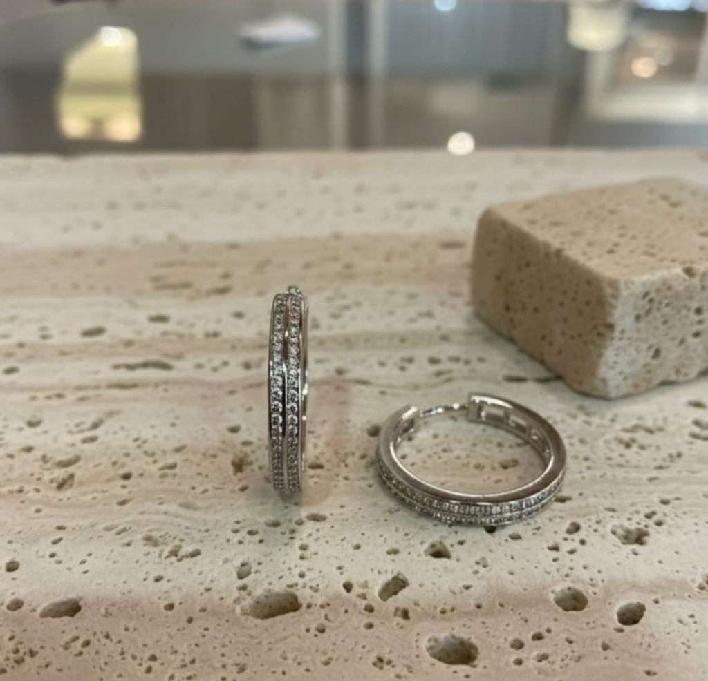 ARETES ARGOLLA PLATA BRILLANTE