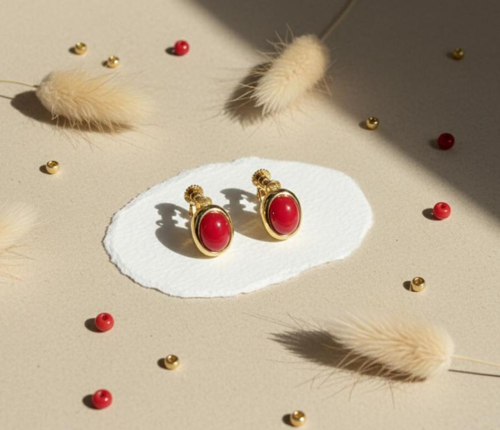 ARETES ENCHAPE PEQ. ROJO DRD