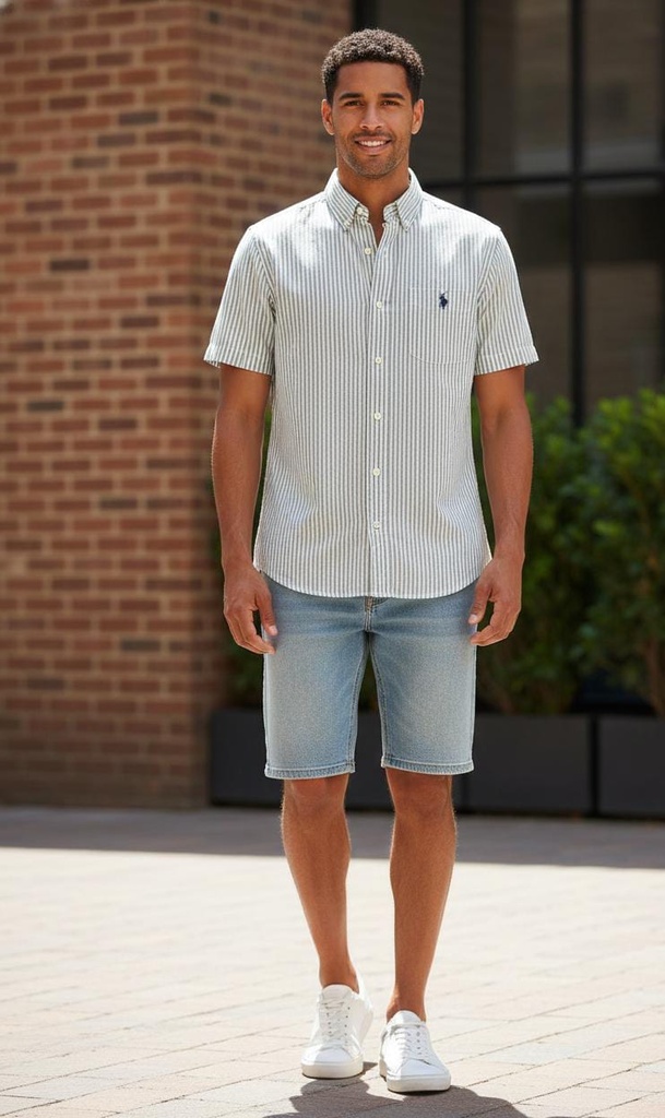 POLO CAMISA VERDE-BLANCO HOMBRE 11D564YA