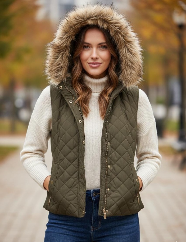 ACTIVE CHALECO GORRO MUJER VERDE J1413VO